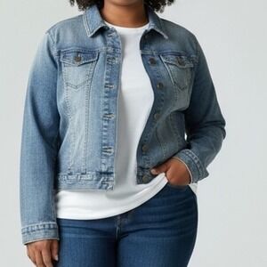 LOFT Denim Jacket Women Medium Wash Classic  Button Up Casual Size 4